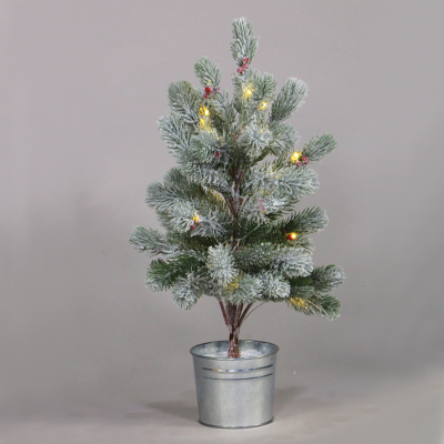 ^ “SNOW PINE TREE WITH RED CHERRY AND POT” 28 WW LED ΛΑΜΠΑΚ. IP20 3xAA ΥΨΟΣ 55cm Ø12,5cm  -X1028114